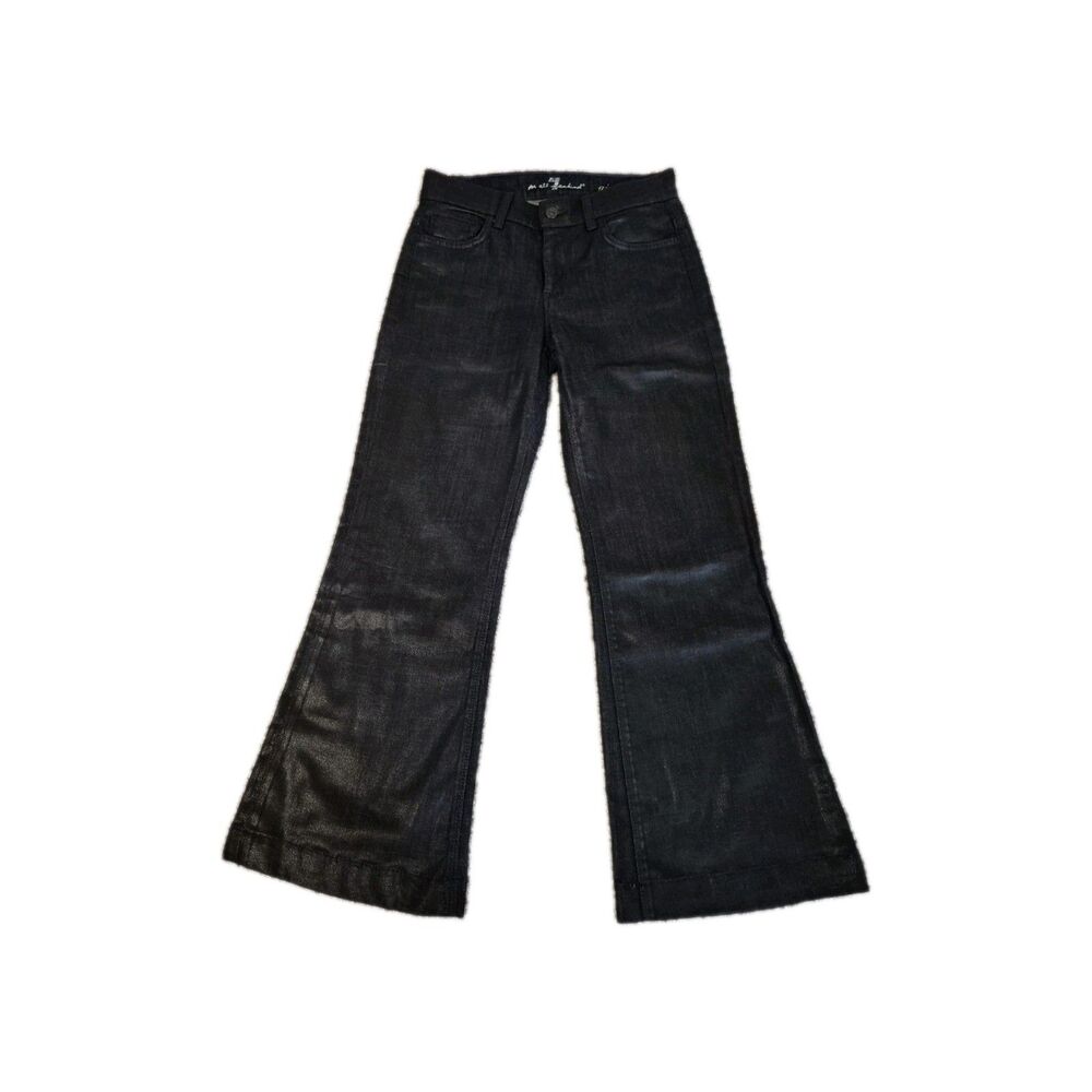 7 For All Mankind Ginger Womens Size 25 Coated Waxed Flare Black Jeans